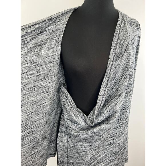 Three Dots Gray Asymmetric Wrap Front Draped Long Sleeve Cardigan Sweater XS - Picture 5 of 9